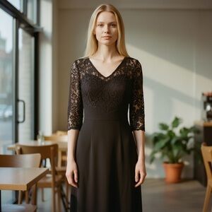 Ever Pretty Women’s Black Lace Side Ruched LBD